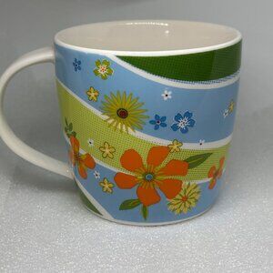 Starbucks 2007 15 Oz Floral Hibiscus Ceramic Coffee Mug Collectible